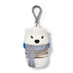 Bath & Body Works Polar Bear with Scarf Pocket Hand Gel Holder Keychain.
